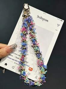 New Colorful Phone Lanyard, Small Wheat Flower Hand Strap, Short Phone Lanyard Fashion Minimalist Bag Charm, Keychain Car Key Chain, Outdoor Travel Phone Anti-Loss, Anti-Drop Anti-Loss Phone Lanyard Travel Phone Accessories, (Random Spacer Included) - Multicolor - View 10