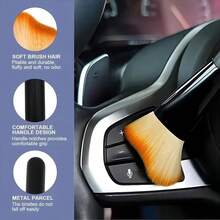 pdva 2pcs Multifunctional Soft Bristle Cleaning Brush Set, Long Handle And Short Handle Dusting Brushes, Curved Brush Head Crevice Dusting Brush, Gentle Non-Scratch Cleaning Tool For Keyboard, Car Interior, Dashboard, Sofa Crevices, Portable Dusting Brush For Home And Car - Multicolor - View 2