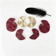 6 Stücke Set Damen Ohrstecker im europäischen und amerikanischen Stil, minimalistisch, geometrisch, hochwertig, glänzend, fächerförmig - Bordeaux - Übersicht 5