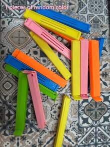 15/10/1pc Random Color Creative Candy Color Plastic Bag Sealing Clips, Fresh-Keeping Snack Food Clips, Tea Leaf Sealing Clips, Multi-Purpose - Multicolor - View 15