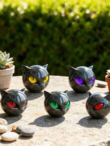 1pc Handmade Resin Black Cat Sculpture Figurine, Faux Marble Texture Desktop Art Decor, Creative Home Soft Furnishing Gift - Multiple Styles - View 8