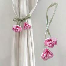 2pcs Creative Floral Curtain Tie Backs, Rose Flower Curtain Tiebacks, Curtain Ropes, Floral Clothing Accessories, Curtain Hanging Decor, Curtain Fasteners, Home Decor - Multicolor - View 1