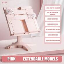 1pc Multifunctional Adjustable Height Reading Stand Student Book Holder Simple Adjustable Reading Aid Suitable For Reading, Learning, Protecting Eyesight, Neck Comfort, Book Clip, Book Support - Putih [Stand Baca Ganda yang Dapat Diatur] - View 11