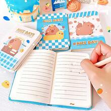 Cuaderno de papelería Capybara Oficial! 1 pieza aleatoria de cuaderno de bolsillo Capybara, bloc de notas portátil lindo, set de cuadernos portátiles - Rectángulo - Ver 5