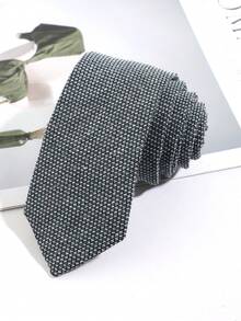 1pc Men's Houndstooth Textured Tie, Classic Tweed Woven Style, Suitable For Business, Wedding And Various Formal Occasions, Available In Blue, Grey And Red - Multicolor - View 4