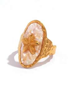 4pcs/2pcs/1pc Ocean Resort Style Women's Jewelry Ring, Blue Crushed Seashell Non-Fading Open Ring, Women's Beach Accessory - Multicolor - View 6