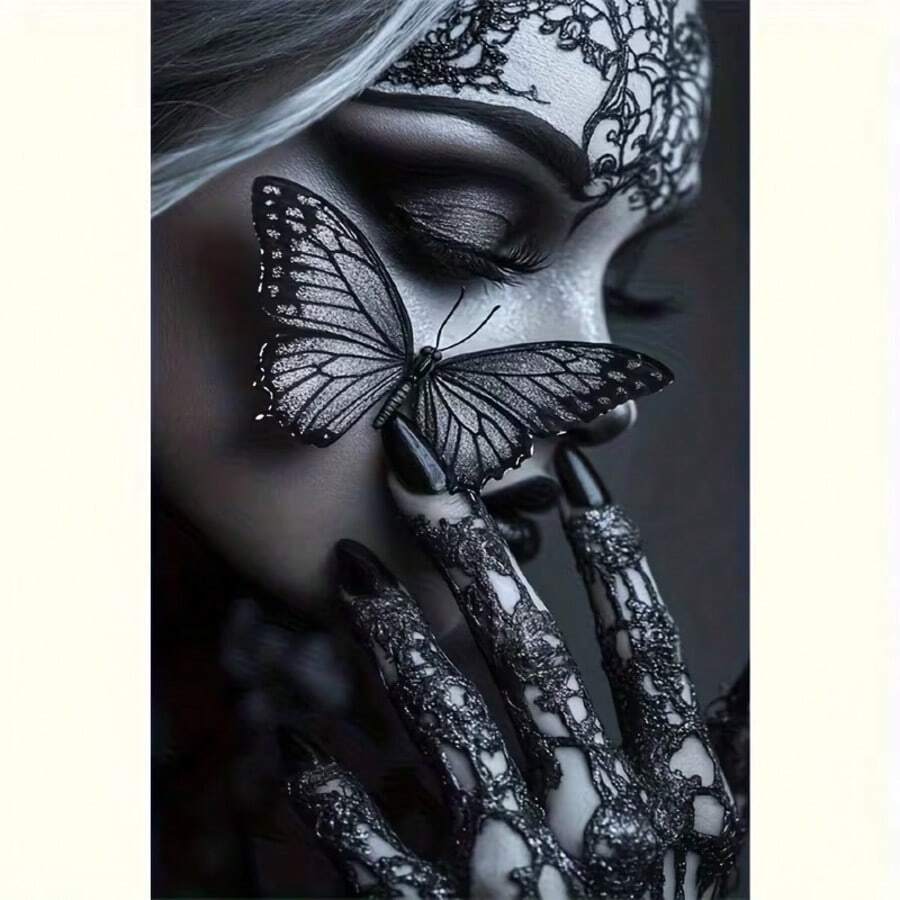 1PC DIY 5D Diamond Painting Kit Butterfly Beauty Pattern - Round Full Diamond Art Mosaic Craft, Home Wall Decor, Unframed - No Frame - View 1