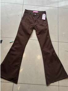 Women's Flare Jeans With Elastane Fabric - Marrom - 查看 2