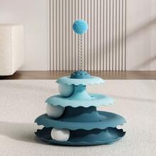 1pc Interactive Cat Track Toy, 3-Layer Rotating Ball Toy, Suitable For Indoor Cats, Boredom Relief & Intelligence Development, Relieves Boredom And Anxiety For Adult Cats, Detachable Cat Tower Ball, Combines Play And Training Functions, Educational Toy - New turntable - View 12