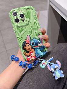 Disney Has Authorized, Phone Case - Chain Set, The Stitch Lilo & Stitch 3D Phone Case Plus A Silicone 3D Stitch Bracelet With Metallic Ring Removable Bracelet, Stitch And Angel Pattern, Compatible With Iphone17/16/15/14/13/12/13/XS/XR/X Plus Pro Max, A Stylish Cartoon Phone Case, The Perfect Gift Choice, Phone Protection, Durable Phone Cover, Great Gift For Friends And Family. - 白色 - 查看 3