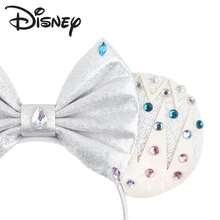 Disney 迪士尼城堡主題髮箍，銀色米奇耳朵配大蝴蝶結與多彩水鑽 - 彩色 - 查看 3