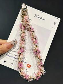New Colorful Phone Lanyard, Small Wheat Flower Hand Strap, Short Phone Lanyard Fashion Minimalist Bag Charm, Keychain Car Key Chain, Outdoor Travel Phone Anti-Loss, Anti-Drop Anti-Loss Phone Lanyard Travel Phone Accessories, (Random Spacer Included) - Multicolor - View 5