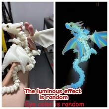 1件可動式翅膀與螢光鱗片3D列印龍雕像，適合動態桌面裝飾，生日/聖誕禮物，收藏級龍雕像，3D列印迷你動物，紓壓玩具，軟萌玩具 - 彩色 - 查看 8
