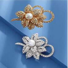 1pc Luxury High-End Crystal, Pearl & Rhinestone Bowknot Brooch Pin For Women, Elegant Party & Dress Accessory - Silver - View 8