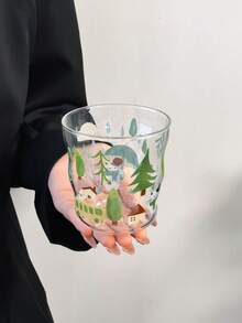 1個春季小/大號玻璃杯，韓系可愛Ins風高溫烘花手持玻璃杯，貓/狗/多色圖案，適合夏季冷萃、抹茶椰奶 - 彩色 - 查看 22