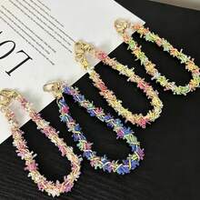 New Colorful Phone Lanyard, Small Wheat Flower Hand Strap, Short Phone Lanyard Fashion Minimalist Bag Charm, Keychain Car Key Chain, Outdoor Travel Phone Anti-Loss, Anti-Drop Anti-Loss Phone Lanyard Travel Phone Accessories, (Random Spacer Included) - Multicolor - View 2
