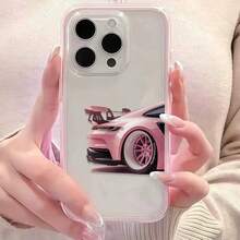 1pc Racing Pattern Black & Silver Phone Case Compatible With Apple Phones - Multicolor - View 4