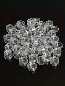 50pcs Mini Transparent Cream Jars With Clear Lids, Small Cosmetic Sample Containers, 10g/25g/50g Empty Plastic Cosmetic Jars, Transparent Sample Bottles For Eyeshadow Cream Lipstick, Travel Essentials, Sample Cosmetic Jars, Empty Mini Bottles - Multicolor - View 2
