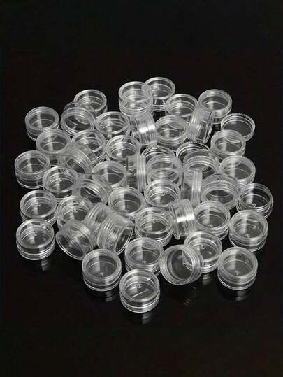 50 piezas de mini frascos de crema transparentes con tapas claras, pequeños recipientes de muestra cosmética, frascos de plástico vacíos de 10g/25g/50g, botellas de muestra transparentes para sombra de ojos, crema y lápiz labial, artículos esenciales de viaje, frascos de muestra cosmética, mini botellas vacías