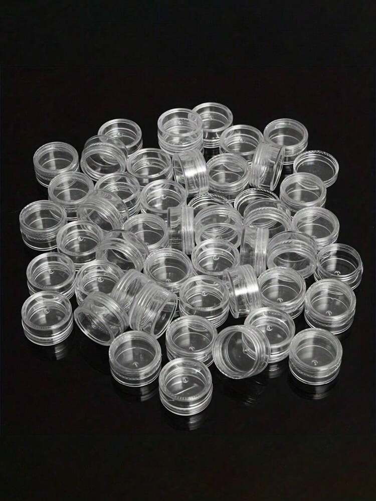 50個迷你透明面霜罐附透明蓋，小容量化妝品樣品容器，10g/25g/50g 空白塑料化妝罐，透明樣品瓶適用眼影霜、口紅，旅行必需品，樣品化妝罐，空白迷你瓶 - 彩色 - 查看 1