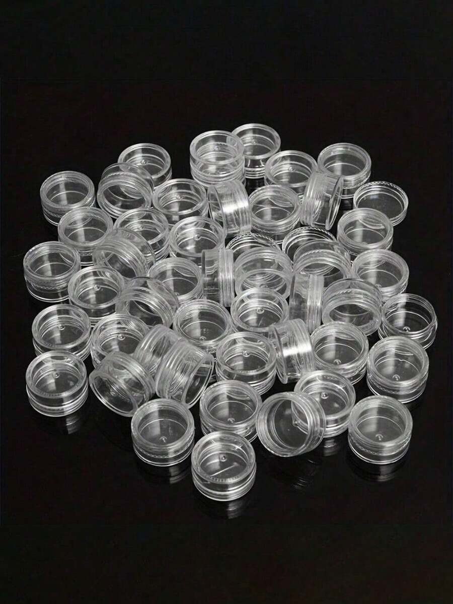 50pcs Mini Transparent Cream Jars With Clear Lids, Small Cosmetic Sample Containers, 10g/25g/50g Empty Plastic Cosmetic Jars, Transparent Sample Bottles For Eyeshadow Cream Lipstick, Travel Essentials, Sample Cosmetic Jars, Empty Mini Bottles