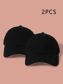 1/2 piezas Gorra de béisbol de unicolor minimalista con protección solar para hombres, uso casual diario - Negro - Ver 5