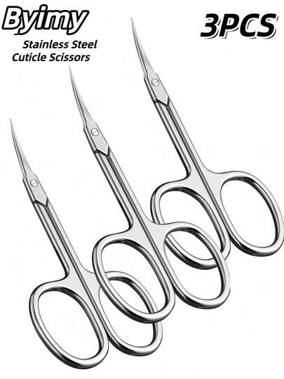 byimy 3PCS Ultra-Fine Nail And Toenail Cuticle Scissors, Precision Tip Care Set, Russian Beauty Scissors Elbow-Front Cuticle Scissors Essential Manicure Tools, Eyebrow Trimming Scissors Stainless Steel Cuticle Scissors Small Scissors, Used For Trimming Eyebrows, Eyelashes, Nails And Dry Skin, Professional Tools For Men And Women Manicure Care
