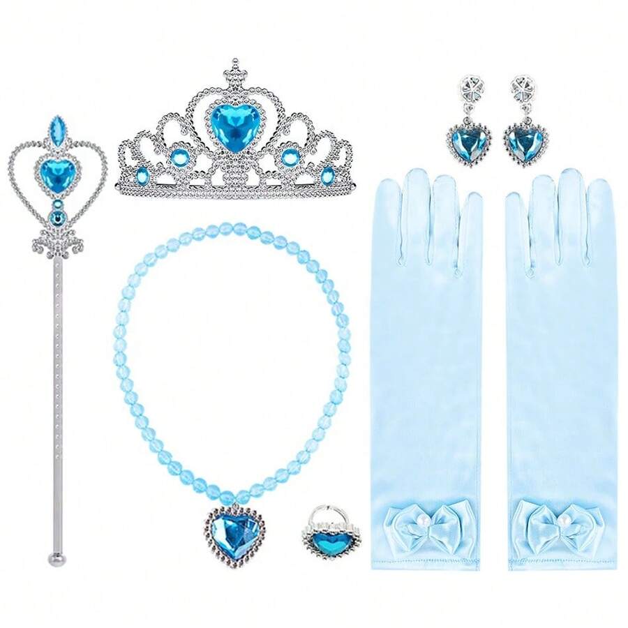 Set de Accesorios para de Princesas para Niñas, Disfraz de Cosplay, Varitaágica,, Guantes, Pendientes, Anillo, Collar, Set Completo Multicolor - DP0506 - Ver 1