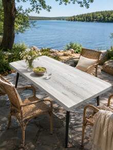 1pc-Whitewashed Wood Grain Round Elastic Fitted Table Cover, Rustic Farmhouse Stretch Polyester Tablecloth With Elastic Edge, Washable Snug Fit Table Cover For Patio Garden Table, Poolside, Picnic, Outdoor Dining - Multicolor - View 5
