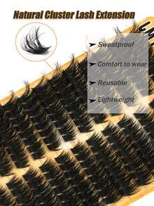 208 Clusters 100D Natural Cluster Eyelashes, 5 Lengths Mixed (10-18mm) Voluminous Single Eyelashes, Lightweight Sweat-Resistant, Reusable, Suitable For Various Occasions, Perfect Gift For Women, Ideal For Home Eyelash Extensions And Daily Makeup - D - View 3