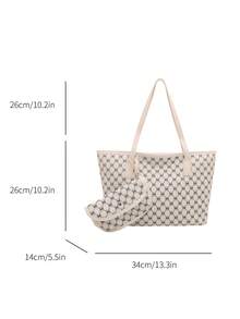 Women's Large Capacity Tote Bag, College Student Class & Commute Shoulder Handbag - White - View 3