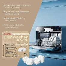 12Pcs Dishwasher Degreaser Tablets, Powerful Oil & Grease Stain Remover, Fast Dissolving Cleaning Blocks, Easy To Use Daily Dish Care - Multiple Forms - View 7