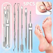 5pcs Set High-Quality Stainless Steel Manicure And Pedicure Tools, Including Portable Travel Case. This Complete Manicure And Pedicure Set Includes Callus Remover, Toe Lifter And Manicure Tools Suitable For Men And Women. - Silver - View 3