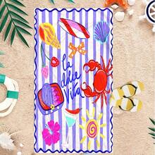 1 La Vita Striped Microfiber Beach Towel In Holiday Style With Print, Soft, Absorbent, Lightweight, Quick-Drying, Ideal For Summer Trips, Beach Essentials, Machine Washable, Suitable For Swimming Pools And Outdoor Activities - Multicolor - View 6