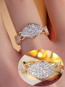 1pc Premium Geometric Rhombus Exquisite Women's Ring, Open Band For Daily Commute - Open Ring - View 4