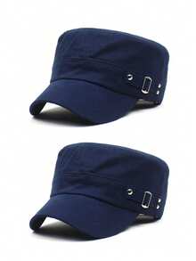 1pc Unisex Rivet Army Cap Flat Top Baseball Cap With Adjustable Strap, Suitable For Outdoor, Mountaineering, Holiday, Daily Use, Sun Protection - Multicolor - View 32