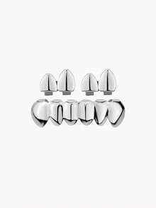 1 Set Classic Top 2-Piece Polished Combination Bottom 6-Tooth Polished Personalized Hip-Hop Tooth Grill Holiday Accessory - Multicolor - View 7