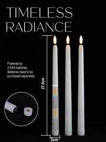 3/6/12/24 Pcs White Flameless Taper Candles Battery Operated Taper Candles Bulk LED Flickering For Wedding Church Table Centerpiece Halloween Christmas Party Decor - 白色子彈頭 - 查看 3