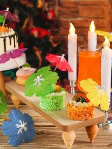 50pcs Mini Realistic Wooden Cocktail Picks, Exquisite And Beautiful, Suitable For Cocktails, Cupcake Decoration, Hawaiian Drink Decoration, Tropical Party Decoration, (Random Color And Style) - View 2