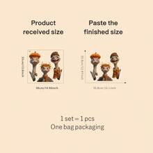 1pc Playful Design Cartoon Ostrich Window Stickers Transparent Window Clings Self-Adhesive Vinyl Decal For Glass Door And Window Decoration Autumn Thanksgiving Festive Home Decor Easy To Apply Removable Waterproof Durable - Multicolor - View 12