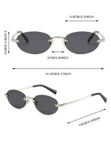 1 Pair Women's New European & American Retro Rimless Small Oval Street Style Cool Y2K Fashion Glasses - Silver Gray - View 6