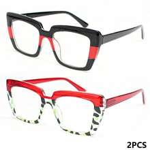 2 pièces Lunettes de lecture à monture large style œil de chat, design imprimé léopard, avec charnières à ressort premium, convient pour le port quotidien des femmes - Blanc - Voir 25
