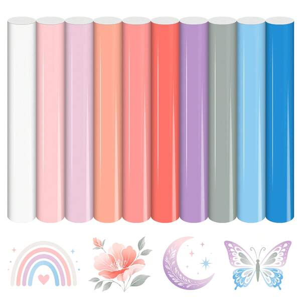 10pcs 12"X10" PU Heat Transfer Engraved Film, Easy-Cut Iron-On Film, Suitable For DIY T-Shirts, Clothing, Holiday Crafts And Heat Press Projects (SN-PU10)