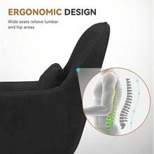 Velvet Padding Office Chair Adjustable Height 150kg Load Capacity Beige For Home Office Study Bedroom - 黑色 - 查看 5