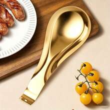 1-5 piezas Reposacucharas con forma de pez de acero inoxidable dorado, soporte anti-óxido para utensilios para el hogar & restaurante - Dorado - Ver 4