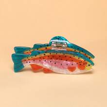 1pc Cute Cartoon Ocean Salmon Shaped Hair Clip, Fun Unique Large Hair Clip, Suitable For Women's Back Of Head, Especially For Updos, Curly Hair, Long Hair And Daily Commute Use - Multicolor - View 9