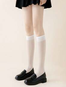 1/3 Pairs Women's Ultra-Thin Sheer Shaping Mid-Calf Socks, Calf Socks And Over-The-Knee Socks, Spring/Summer Style, 3 Lengths Available - Multicolor - View 7