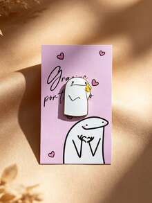 QIHOO 1/6pcs Cartoon Flork Expression Enamel Pins - 6 Styles Creative Meme Brooches, Perfect Gift For Best Friends, Graduation, Birthday, Party Favors - Multicolor - View 6