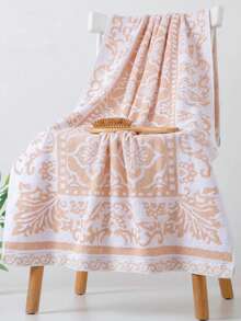 1 Piece Khaki Cotton Thin Towel Or Small Kitchen Towel With Diamond Floral Pattern. Quick-Drying And Absorbent, Suitable For Men And Women All Year Round, Ideal For Bathroom, Travel, Holidays, Gifts, School, Hotel, And Home Use. - Khaki - View 8