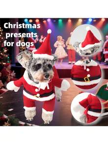 BJ PET 1 Set Pet Winter Christmas Outfit, Classic Standing Santa Claus Costume, New Year Dog Christmas Clothes, Can Stand And Change Poses, Suitable For Small/Medium Dogs - Multicolor - View 3